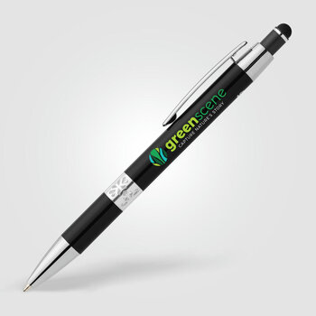 Adorn Kugelschreiber mit Chromverzierung und Stylus aus recyceltem Aluminium 