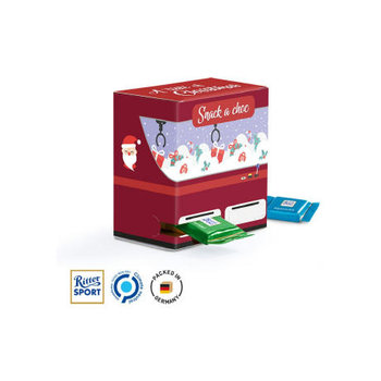 Adventsautomat Mini Vollkartonhülle, weiß 24 Ritter SPORT Schokotäfelchen Mischung: Alpenmilch, Knusperflakes, Mandel, Halbbitter