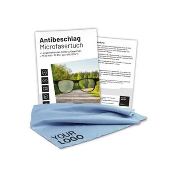 Antibeschlag-Microfasertuch blau 17x14 cm, All-Inklusive-Paket