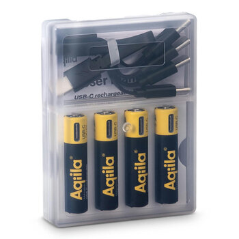 Aqiila Wiederaufladbare USB-C-Batterien AAA 600 mAh, 4er-Pack