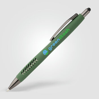Avalon Kugelschreiber mit Stylus in Steinoptik aus recyceltem Kunststoff 
