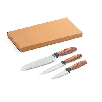 BAHARAT. Set aus 3 Küchenmessern mit Edelstahlklinge und ergonomischem Griff