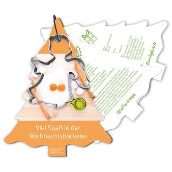 Backförmchen mit Rezeptblock Tannenbaum - Engel - in weihnachtlicher Mappe (neutral)
