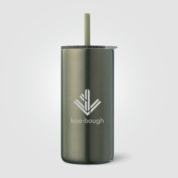 Borealis  Recycling-Edelstahlbecher mit Trinkhalm - 475 ml