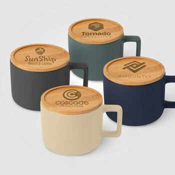 Café Virtuoso - 355 ml Keramiktasse mit Bambus-Deckel