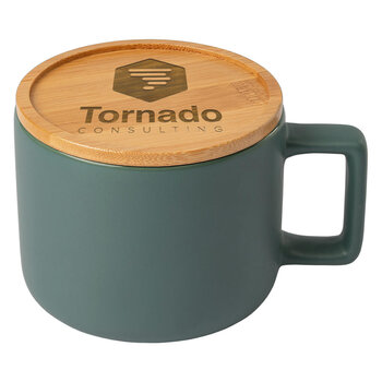 Café Virtuoso - 355 ml Keramiktasse mit Bambus-Deckel
