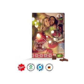 Classic Wand Adventskalender Vollkartonhülle, Hochformat, weiß Kalenderblister mit 24 Friedel Schokotäfelchen Vollmilch