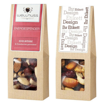 Faltschachtel - Energiespender - Cranberries  & Edelnüsse