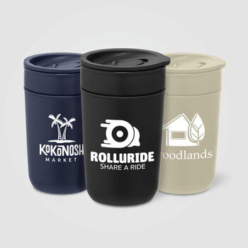 Danube - 355 ml Keramikbecher mit Außenwand & Deckel aus recyceltem Kunststoff