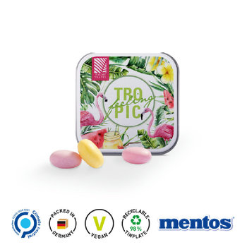 Dose Quadratisch, weiß Scharnierdeckeldose, weiß Mentos Kaudragees Fruit