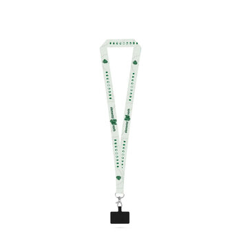EPSOM. SET Lanyard SUBLIMATION Long II (20 mm) aus recyceltem Polyester (100% rPET) mit 20 mm Karabinerhaken und Handyhalterung
