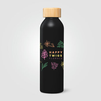 Eden Trinkflasche mit Bambusverschluss aus recyceltem Edelstahl - 590 ml