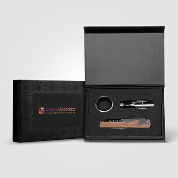 Essex Weinaccessoire-Set aus Edelstahl und FSC-Holz inkl. Geschenkbox – 3-tlg.