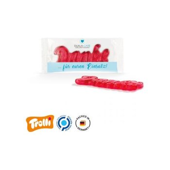Fruchtgummi 1er Folie, transparent Trolli Fruchtgummi Danke 1er, rot, Erdbeergeschmack 10%Fruchtsaft
