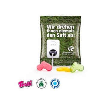 Fruchtgummi Minitüte 10g, "Fahrrad", kompostierbare Folie, weiß
