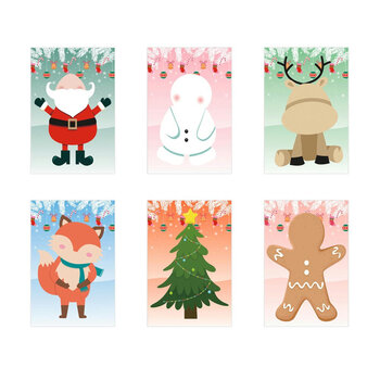 GLIMN. Set aus sechs Bögen mit Weihnachtsfiguren und 3 Bögen mit Aufklebern