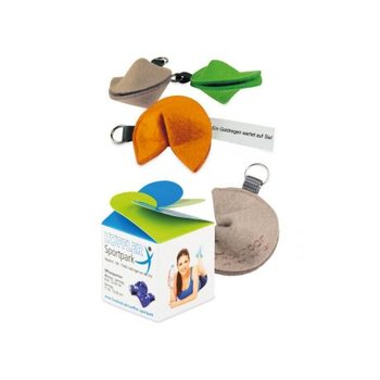 Glückskeks-Schlüsselanhänger Filz orange in der Box