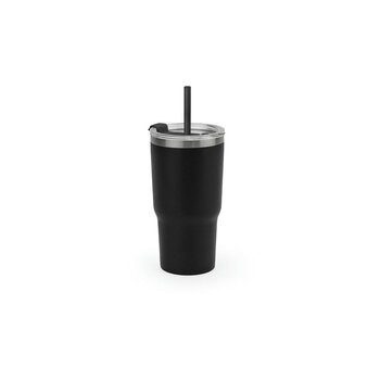 JOYNER M. Kompakter Reisebecher aus Edelstahl (91 % recycelt) mit vakuumisolierter Doppelwand und matter Oberfläche 600 ml