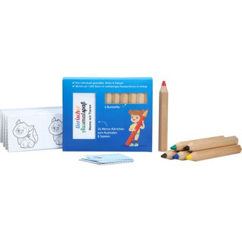 JUMBO Buntstifte Set mit Memo-Kärtchen, inkl. 4c Rundumdruck