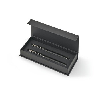KINGSLEY. Set bestehend aus 1 Kugelschreiber und 1 Tintenroller aus Aluminium mit blauer Dokumental-Tinte