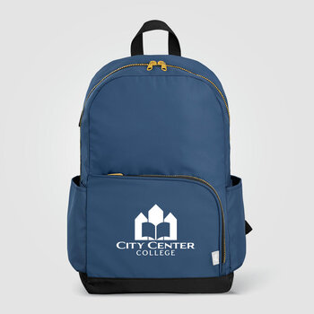 Kora Laptop-Rucksack mit zwei Fächern und goldfarbenem Reißverschluss für 15-Zoll-Laptops aus rPET – 20 L