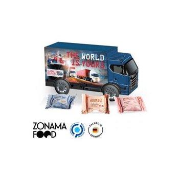 LKW Präsent Vollkartonhülle, weiß Zebra Bar Mini, 3 Sorten gemischt