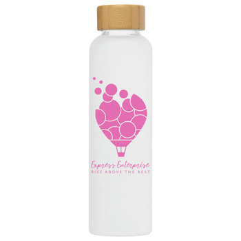 Lucerne - 590 ml Borosilikat-Glasflasche in Milchglasoptik mit Bambus-Deckel