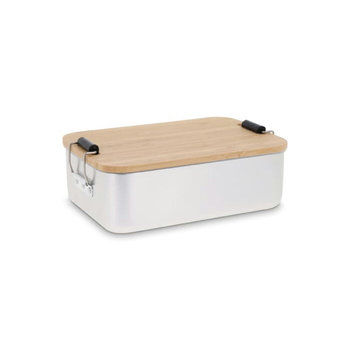 Lunchbox aus Aluminium mit Bambusdeckel