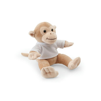 MONKY. Plüschtier in Form eines Affen mit T-Shirt