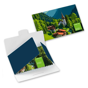 POLYCLEAN rPET Brillenputztuch 18x15 cm im Papieretui, All-Inclusive-Paket