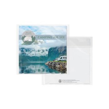 POLYCLEAN rPET Brillenputztuch 18x18 cm im Cellulosebeutel, All-Inclusive-Paket