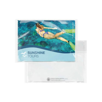 POLYCLEAN rPET Brillenputztuch 21x15 cm im Cellulosebeutel, All-Inclusive-Paket