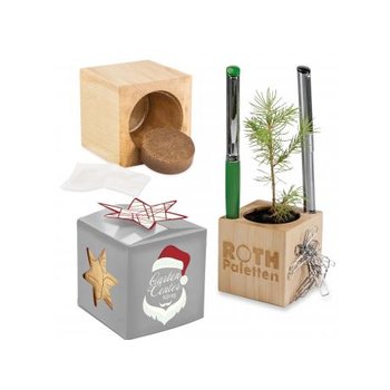 Pflanz-Holz Büro Star-Box Xmas - Fichte, 2 Seiten gelasert