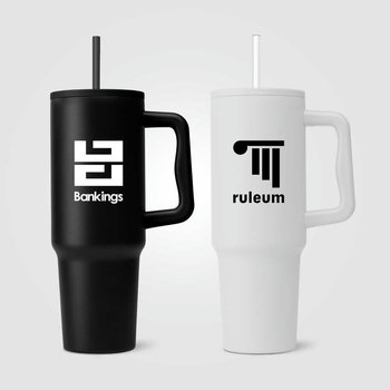 Polar Pro - 1180 ml Doppelwandiger Becher aus recyceltem Edelstahl mit Strohhalm