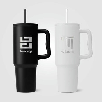 Polar Pro - 1180 ml Doppelwandiger Becher aus recyceltem Edelstahl mit Strohhalm