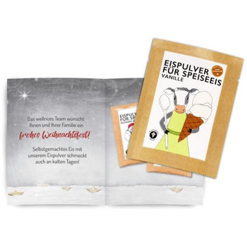 Portionsbeutel Eispulver Vanille (30g) in der Klappkarte