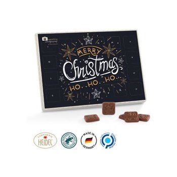 Premium Tisch Adventskalender Deckblatt, weiße Kartonage Tiefziehteil kompostierbar weiß Kalenderblister 50g Alpenmilch 31%Kakao