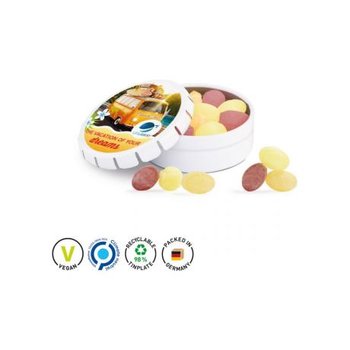 Quick Box XS Oberteil, rund, weiß Unterteil  rund, weiß Frucht Mix Bonbon, Micro