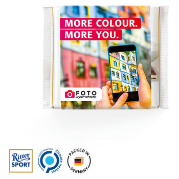 Ritter SPORT 100g Werbeschuber aus weißem Karton Ritter SPORT Tafel Joghurt