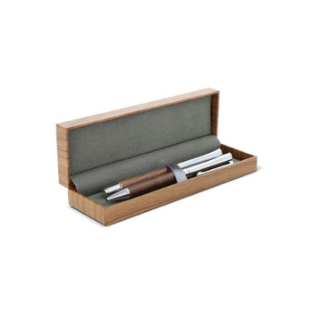 Set Kugelschreiber und Rollerball aus Metall Nussbaumholz in Geschenkbox