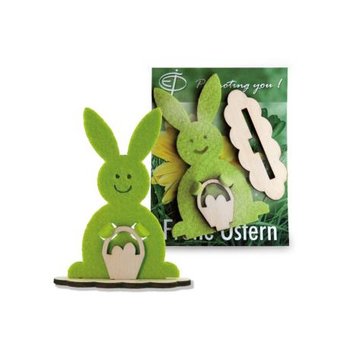 Steckfigur Hase in Werbekarte - Hase mit Laserung
