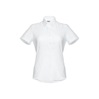 THC LONDON WOMEN WH. Kurzärmeliges Oxford-Hemd für Damen. Weiße Farbe