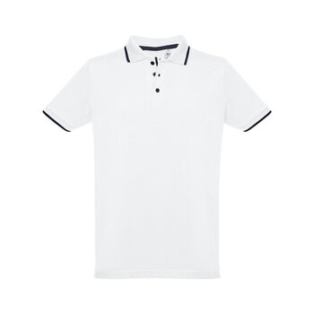 THC ROME WH. Zweifarbiges Baumwoll-Poloshirt für Männer. Weiße Farbe