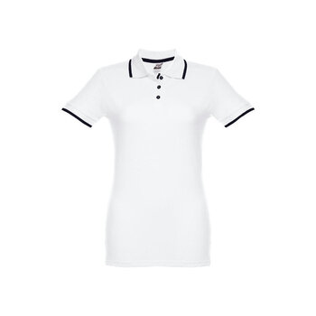 THC ROME WOMEN WH. Zweifarbiges Baumwoll-Poloshirt für Damen