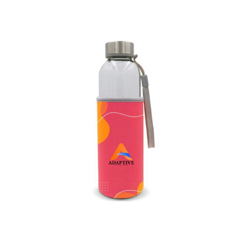 Trinkflasche aus Glas mit individuell bedruckter Neoprenhülle 500ml