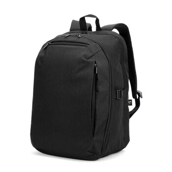 UDINE. Rucksack mit komplett öffnendem Fach aus recyceltem 300D Polyester, 16"