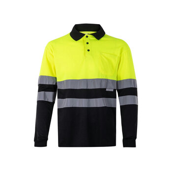 VL VULCAN LARGE. Zweifarbiges Poloshirt im Bird-Eye-Design (160g/m²) mit langen Ärmeln, aus Polyester (100%)
