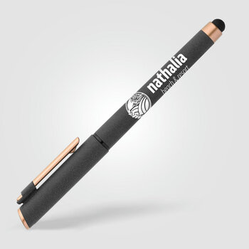 York Gelschreiber mit bronzefarbenen Akzenten und Stylus aus recyceltem Kunststoff