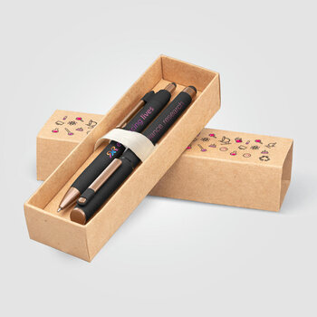 York Kugelschreiber-Geschenkset mit bronzefarbenen Akzenten aus recyceltem Kunststoff inkl. verzierter Geschenkbox