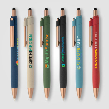 York Kugelschreiber mit bronzefarbenen Akzenten und Stylus aus recyceltem Kunststoff